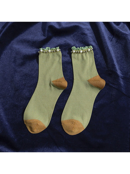 Rufia - Beaded Ruffle Cuff Crew Socks product image 8