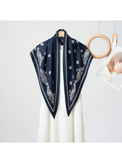 Scarvii - Elegant Printed Border Triangle Bandana