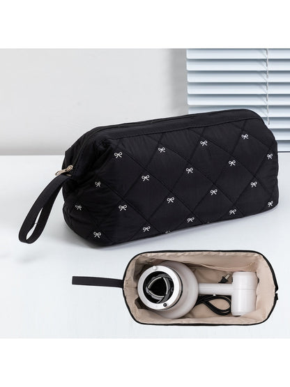 Cosbai - Quilted Bow Detail Hair Dryer Storage Bag