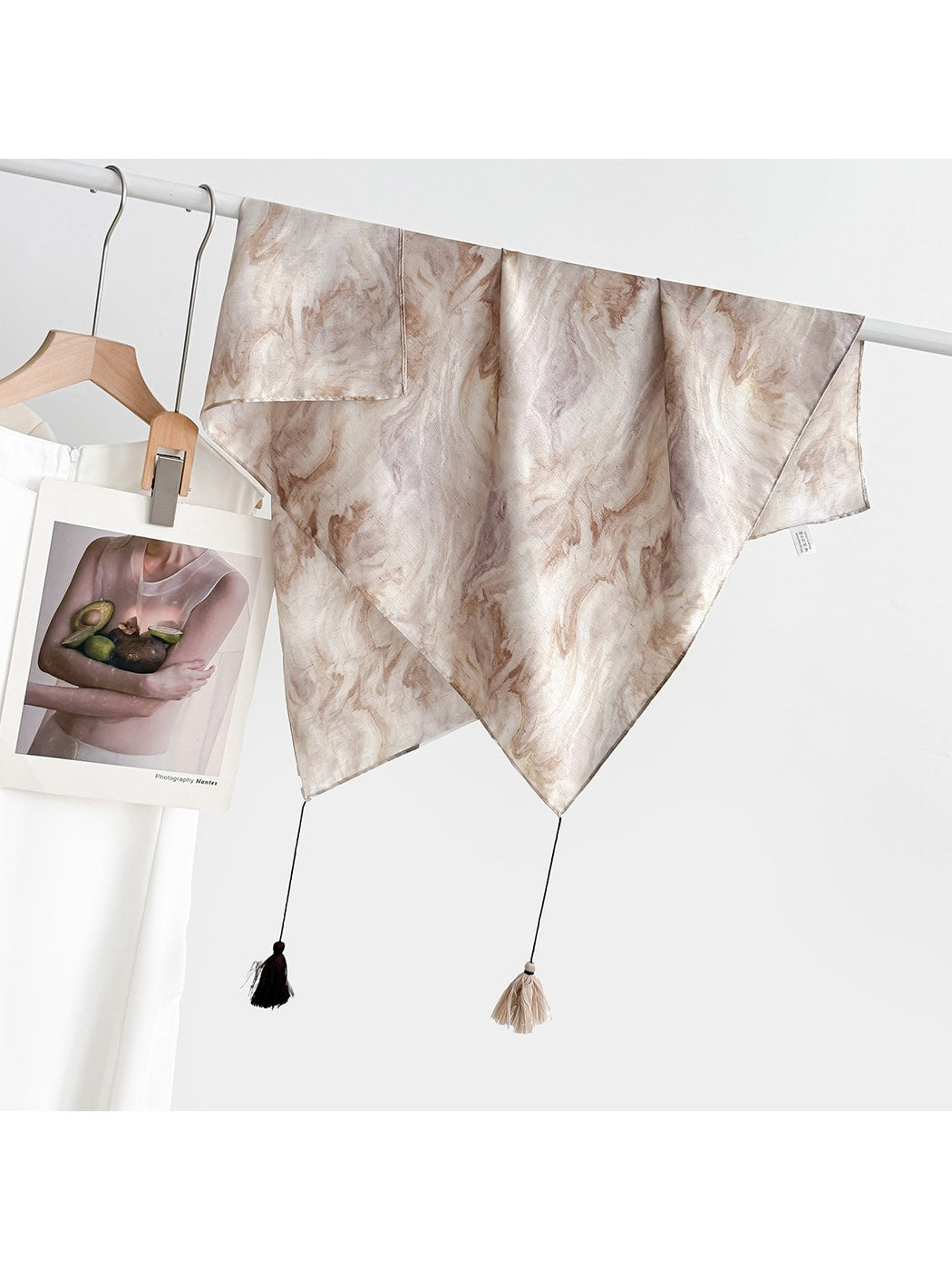 Scarvii - Elegant Print Tassel Square Scarf