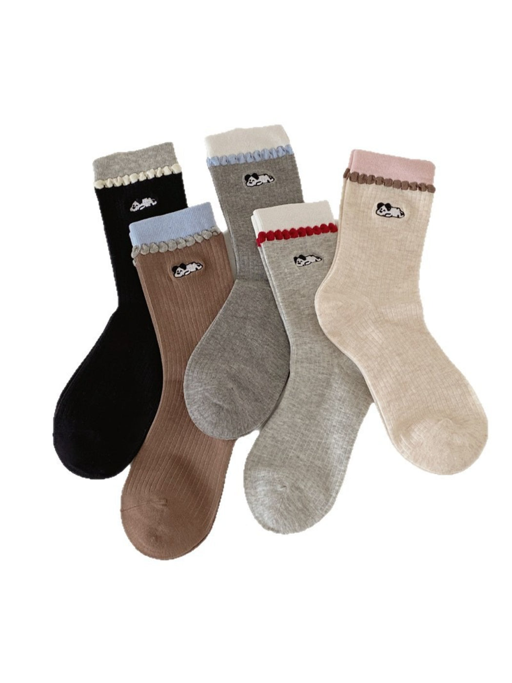 Rufia - Bear Trim Detail Ribbed Crew Socks product image 1
