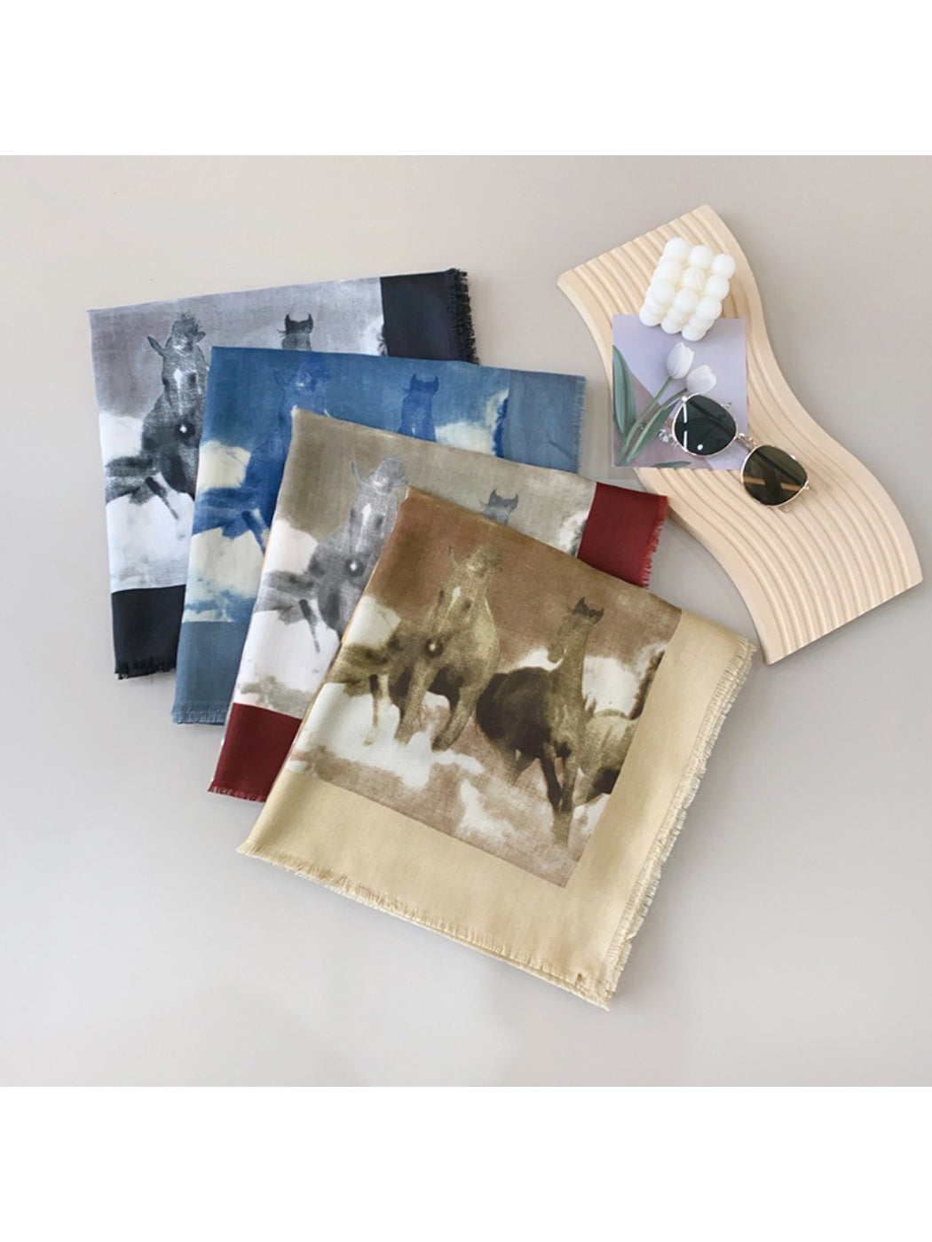 Scarvii - Watercolour Print Border Square Scarf
