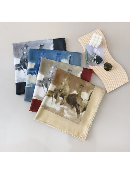 Scarvii - Watercolour Print Border Square Scarf