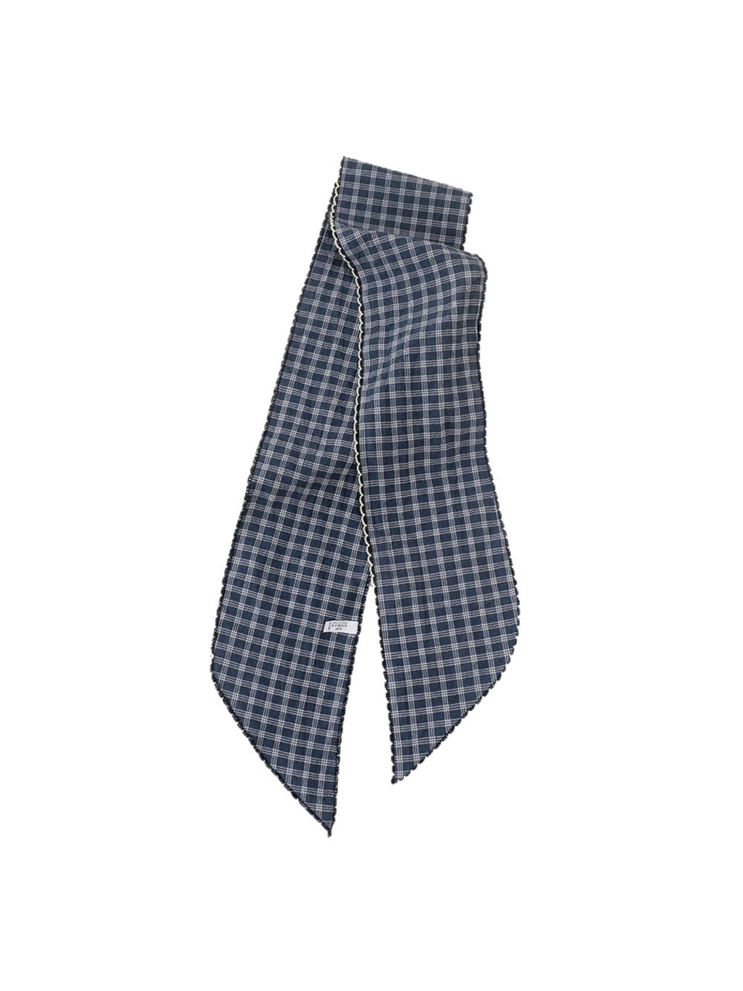 Scarvii - Checked Print Long Narrow Neck Scarf