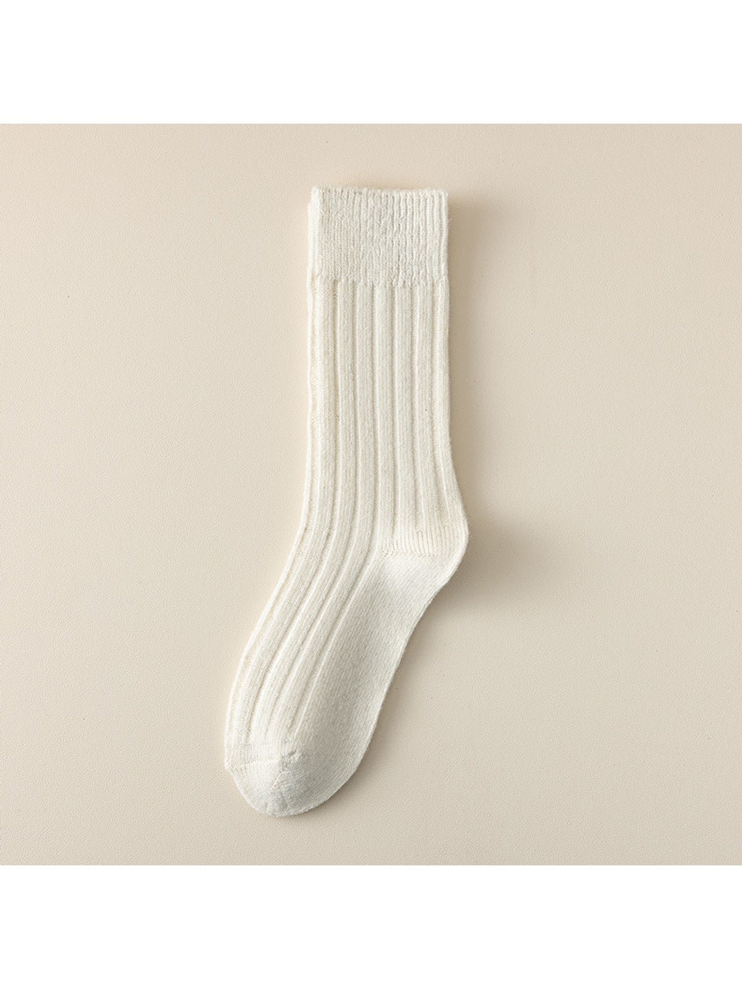 Rufia - Solid Color Ribbed Casual Crew Socks