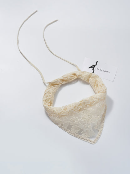 Scarvii - Summer Beige Lace Headscarf