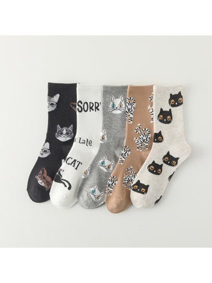 Rufia - Cute Cat Faces Crew Socks