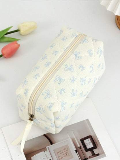 Cosbai - Ribbon Print Cosmetic Pouch