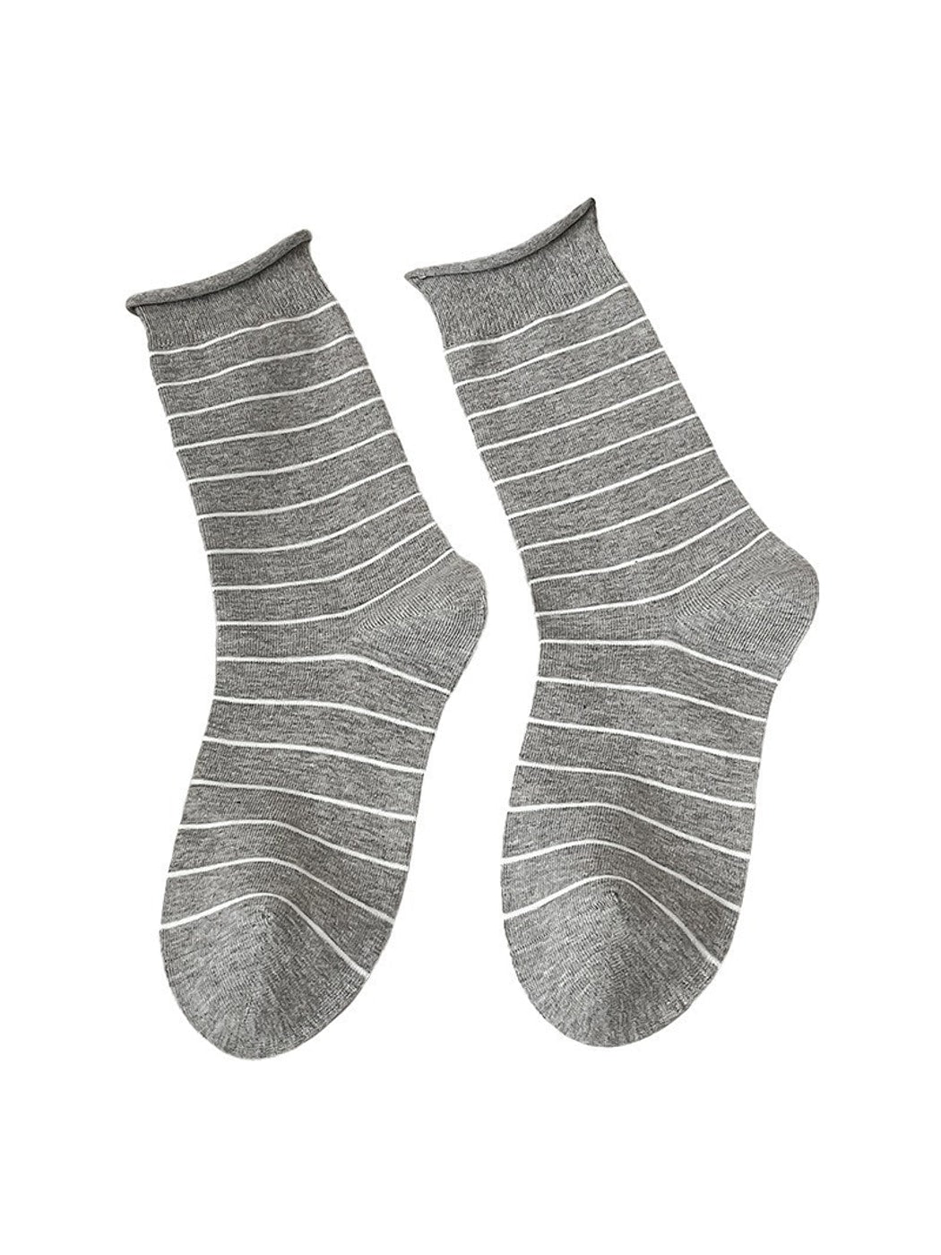 Rufia - Two-color Simple Line Pattern Crew Socks