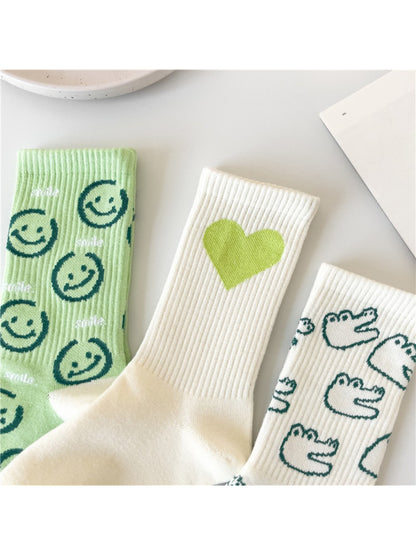 Rufia - Smiley & Heart Graphic Crew Socks