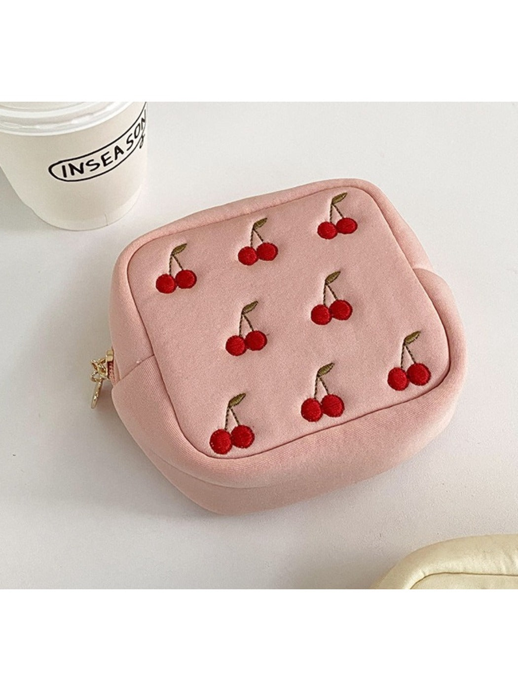Cosbai - Compact Pouch with Cherry Print for Women