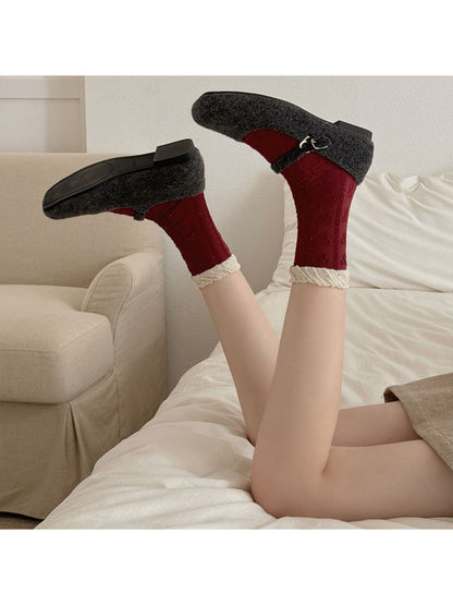 Rufia - Burgundy Bow Crew Socks product image 3