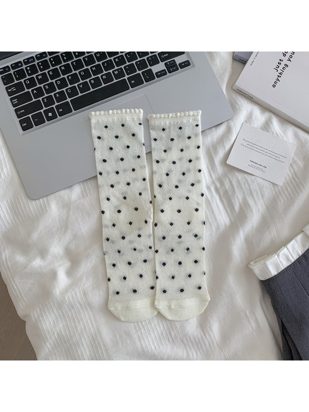 Rufia - Bow Lace Dot Knit Crew Socks product image 5