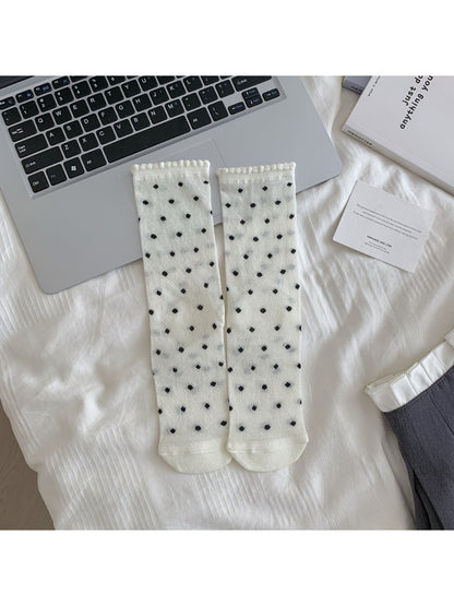Rufia - Bow Lace Dot Knit Crew Socks product image 5