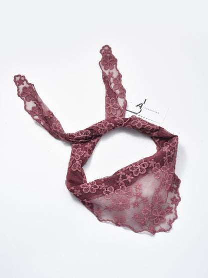 Scravii - Embroidered Lace Small Shawl Scarf
