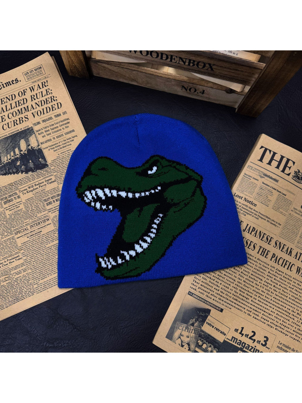 Haila - Dinosaur Graphic Knit Slouchy Beanie