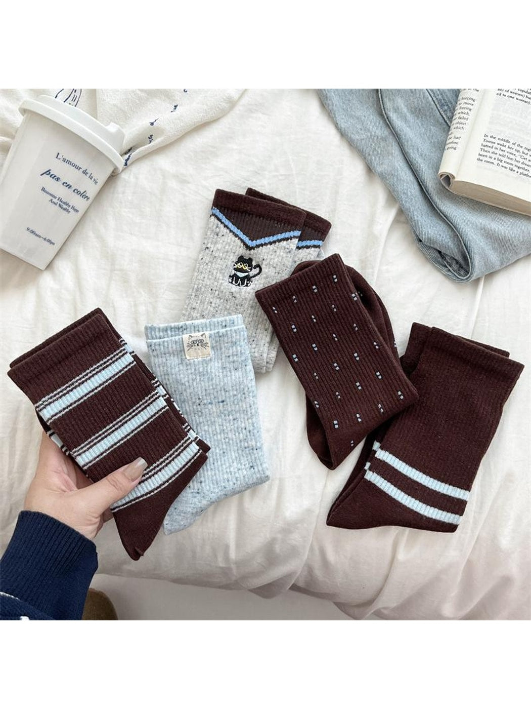 Rufia - Retro Muted Ribbed Crew Socks