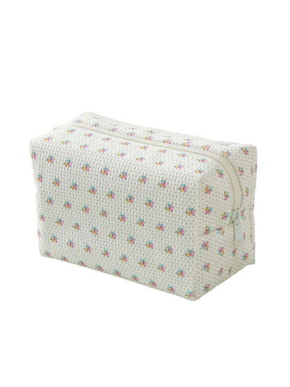Cosbai - Floral Print Zipper Cosmetic Organizer Bag