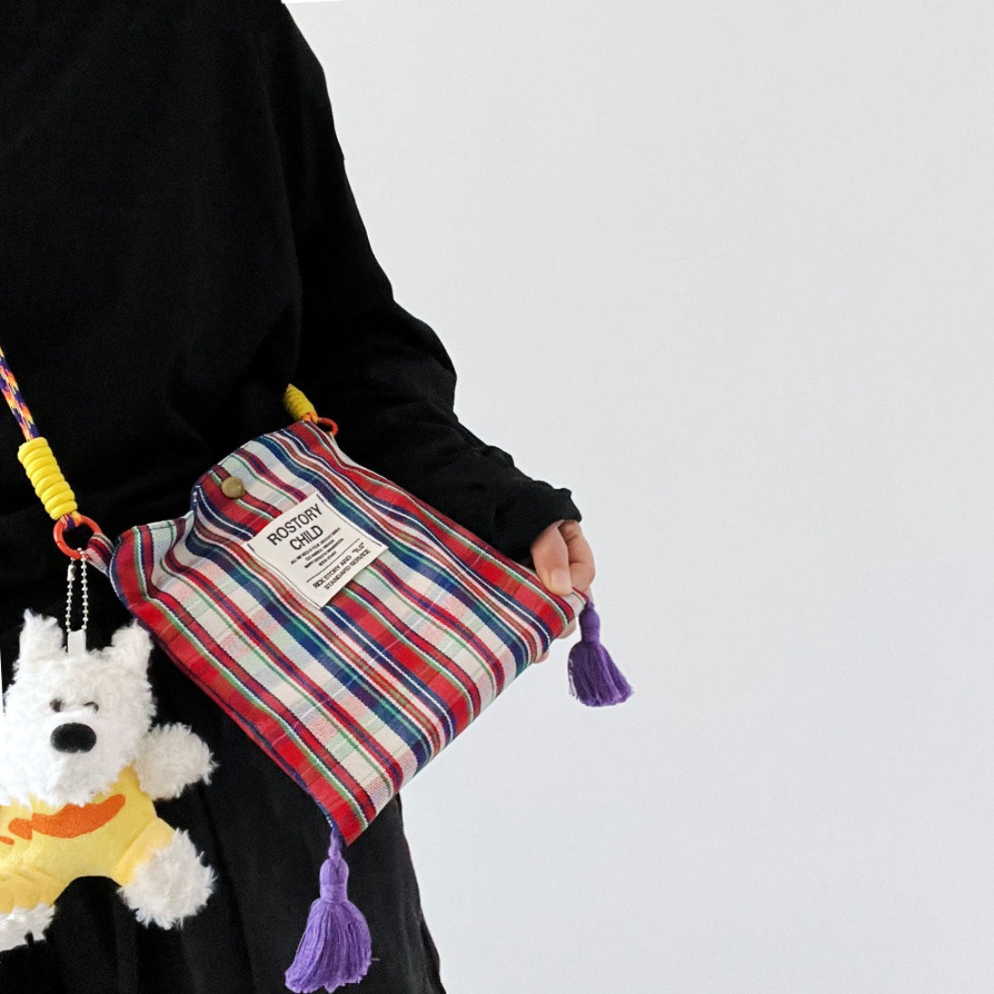 Cosbai Playful Check Phone Crossbody Bag front view with check pattern and strap