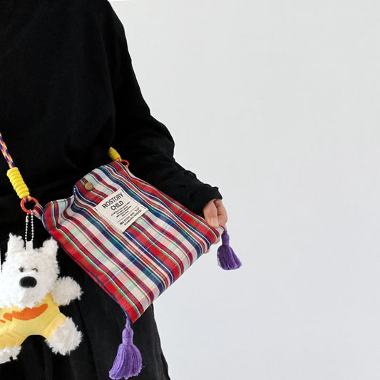 Cosbai Playful Check Phone Crossbody Bag front view with check pattern and strap