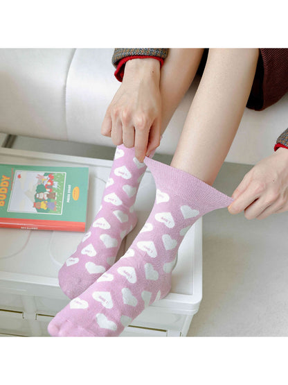 Rufia - Graphic Heart Pattern Crew Socks