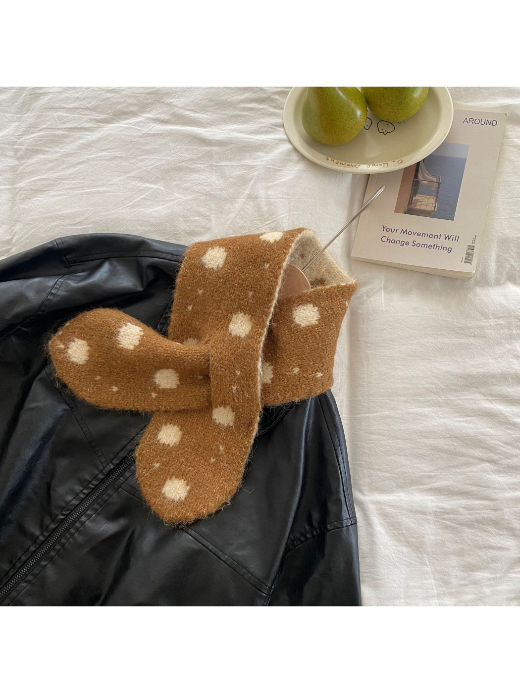 Scarvii - Polka Dot Rounded End Knit Scarf