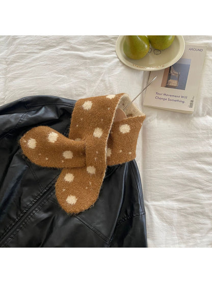 Scarvii - Polka Dot Rounded End Knit Scarf