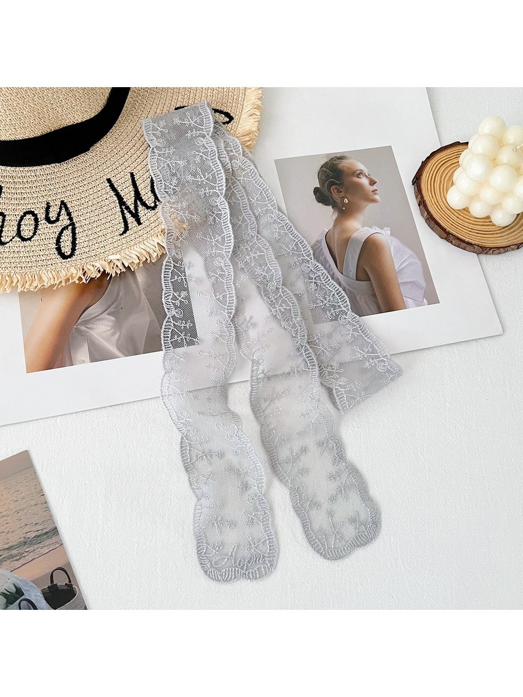 Scarvii - Lace Long Narrow Styling Scarf
