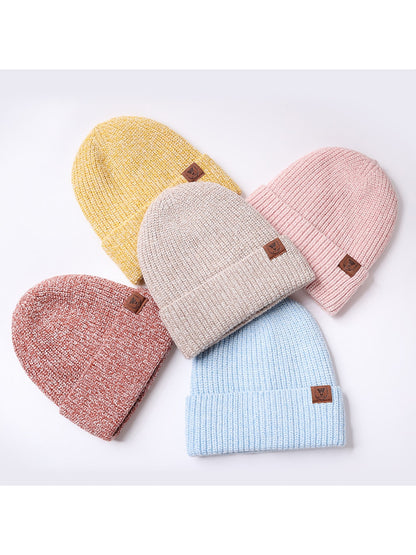 Haila - Solid Color Round Crown Knit Women's Beanie