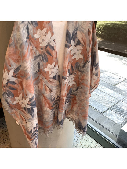 Scarvii - Soft Floral Rectangular Layering Shawl Scarf