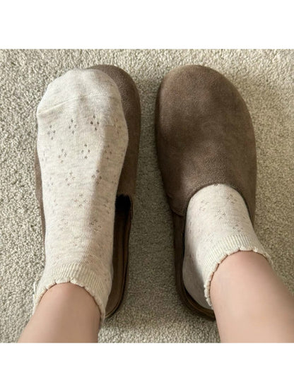 Rufia - Ribbon Bow Accent Openwork Ankle Socks