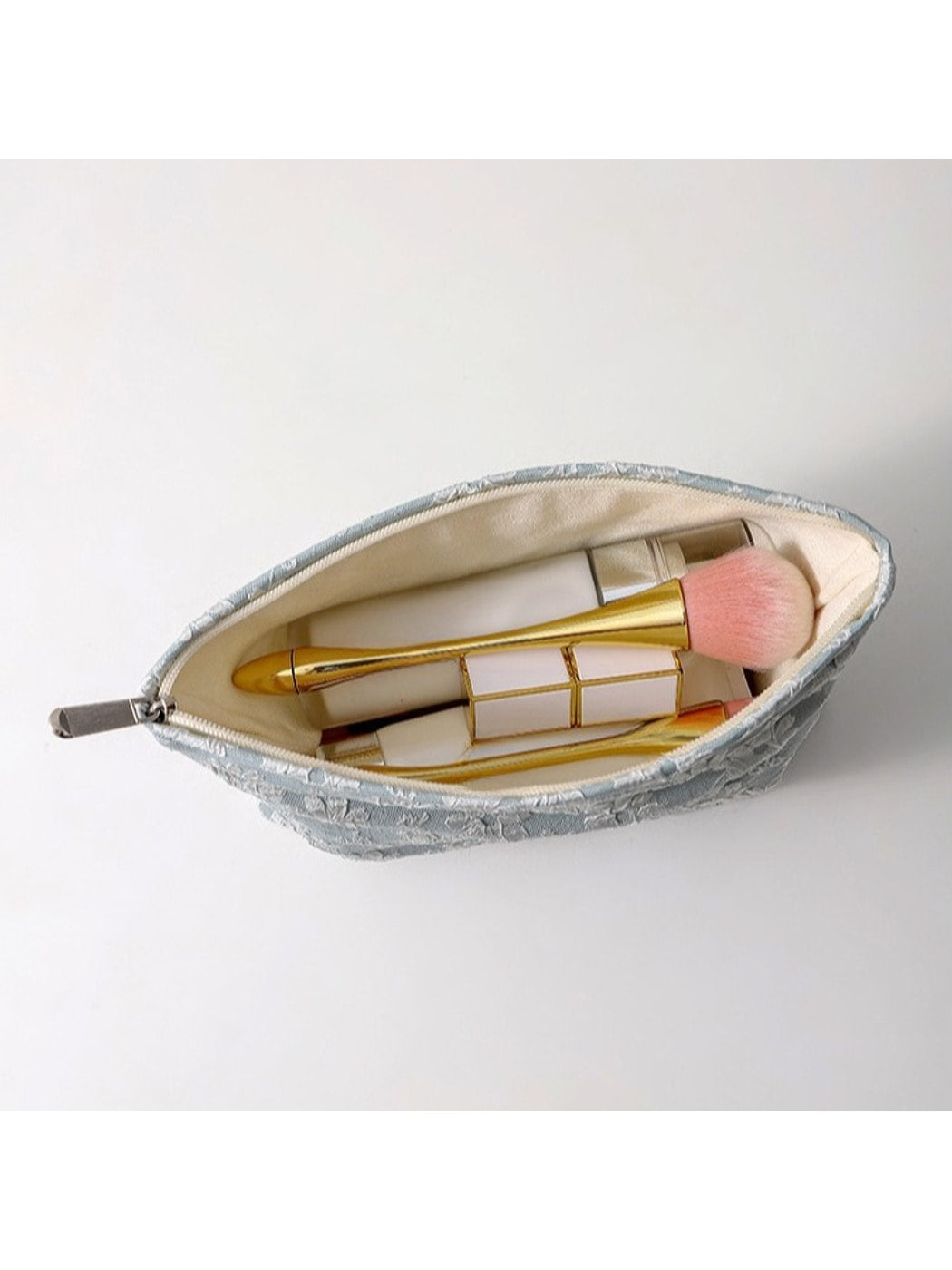 Cosbai - Floral Geometric Zipper Makeup Pouch Bag