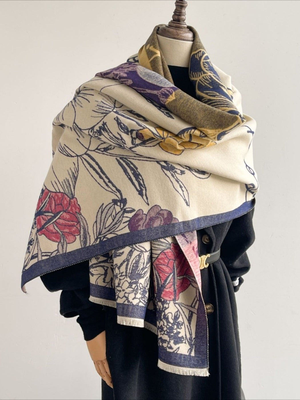 Scarvii - Reversible Floral Print Scarf & Shawl
