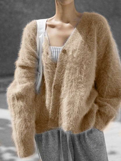 Crosa - Women's V-Neck Knit Cardigan Sweater Open Front Coat