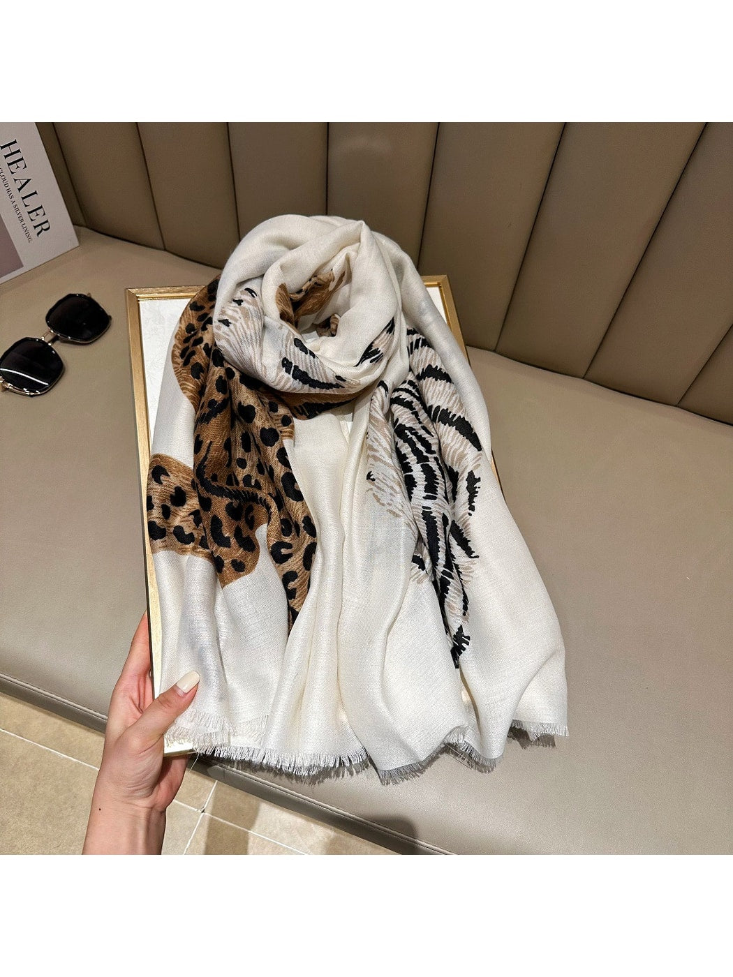Scarvii - Tiger and Cheetah Pattern Lightweight Wrap Scarf