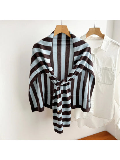 Scarvii - Striped T-Shaped Knit Scarf