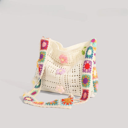 Cosbai - Floral Crochet Shoulder Bag - Summer Chic