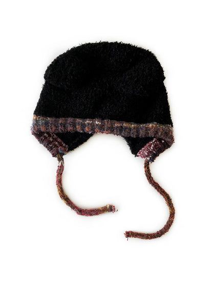 Haila - Bear Ear Knitted Beanie with Tie