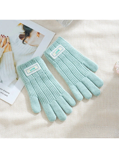 Gloving - Fuzzy Texture Ribbed Cuff Gloves