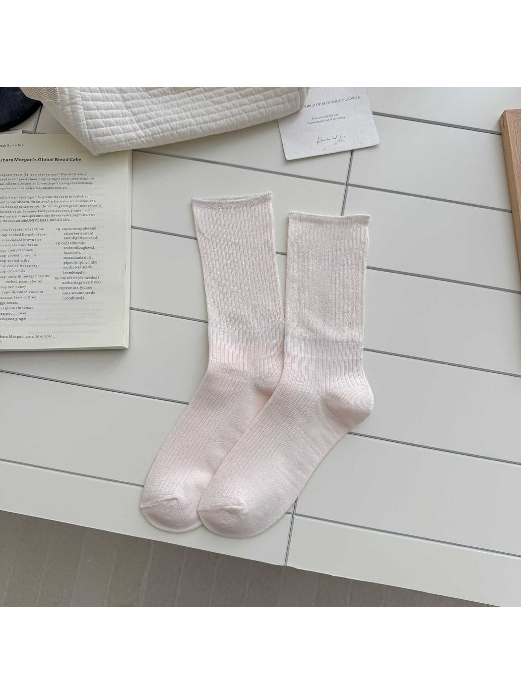 Rufia - Solid Color Crew Socks for Women