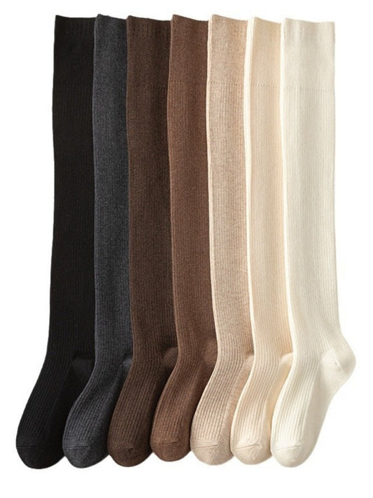 Rufia - Classic Solid-Color Knee-High Winter Socks for Girls