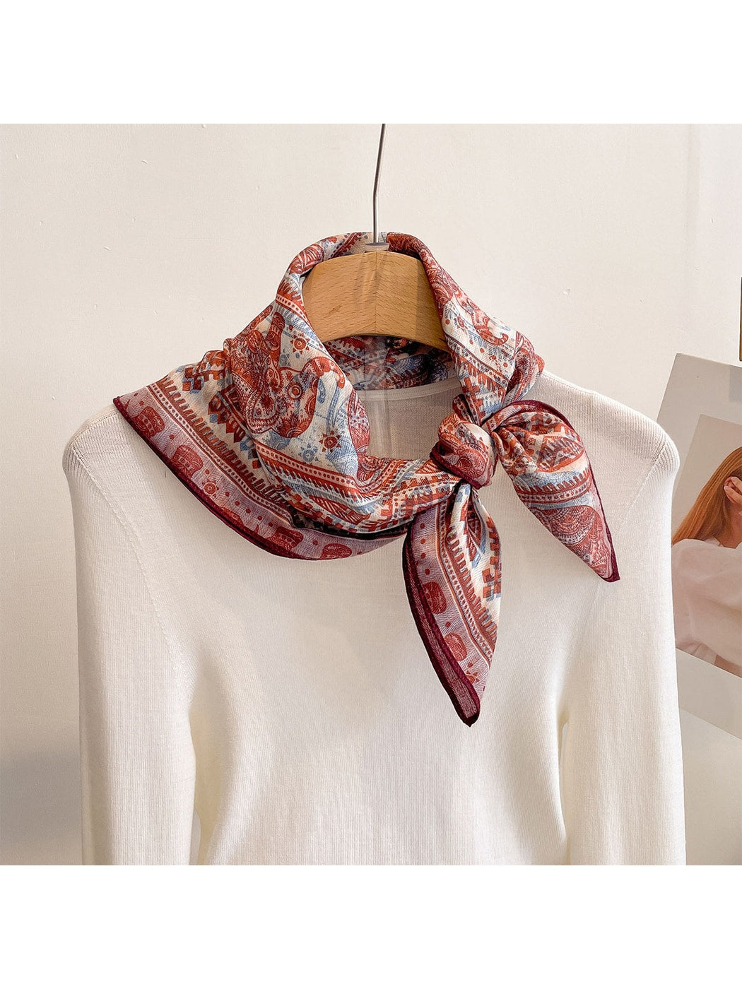Scarvii - Elephant Print Boho Style Square Scarf