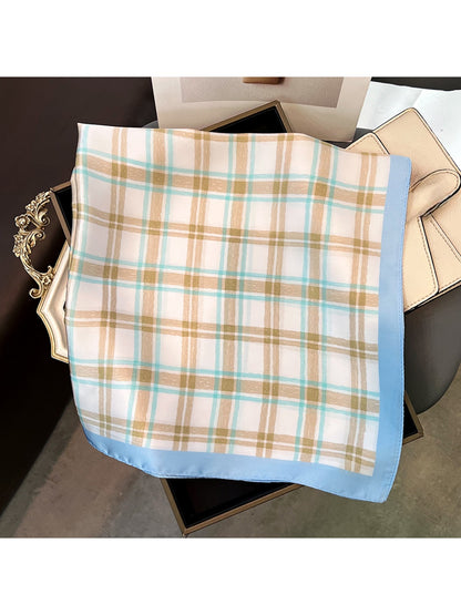 Scarvii - Classic Check Border Accent Square Scarf