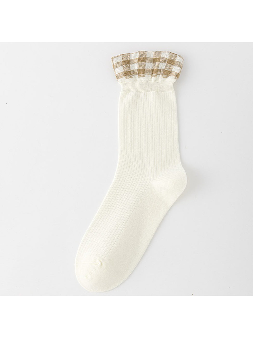 Rufia - Soft Ribbed Check Cuff Socks