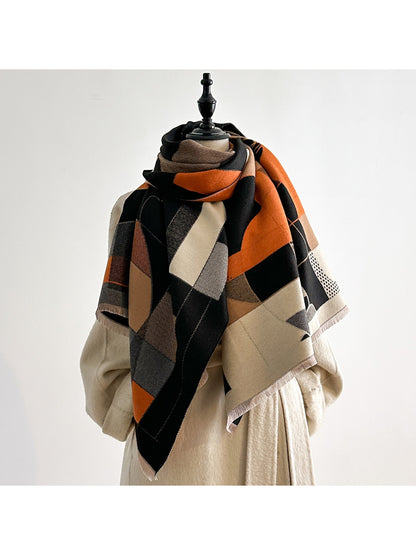 Scarvii – Geometric Print Fringe Scarf & Wrap