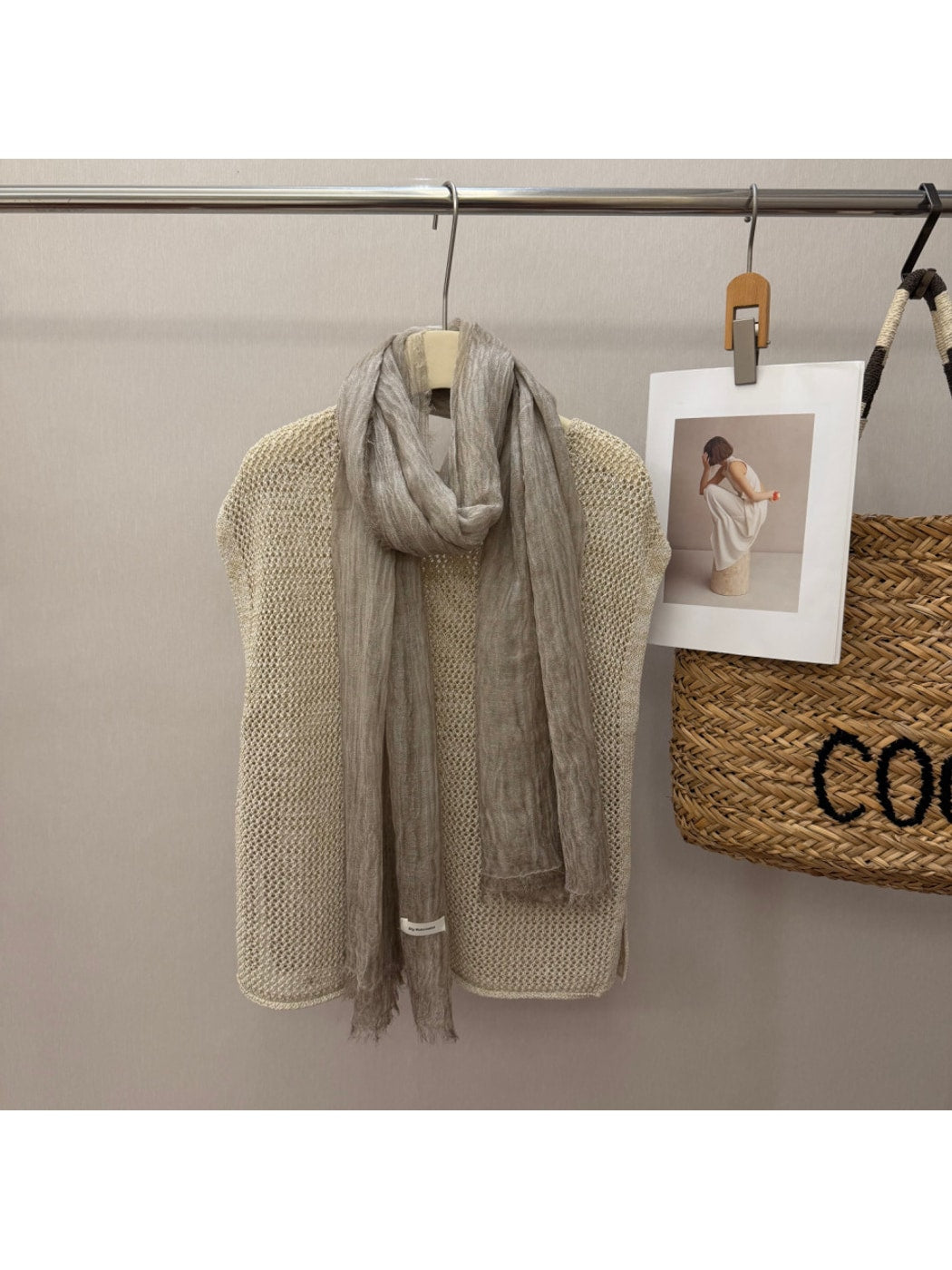 Scarvii - Solid Color Pleated Design Long Scarf