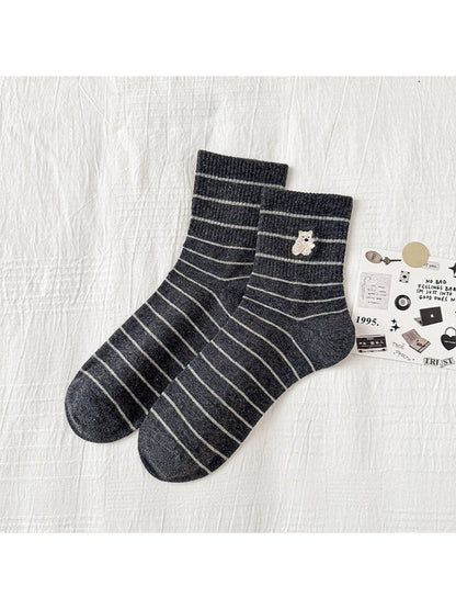 Rufia - Tiny Character Stripe Crew Socks