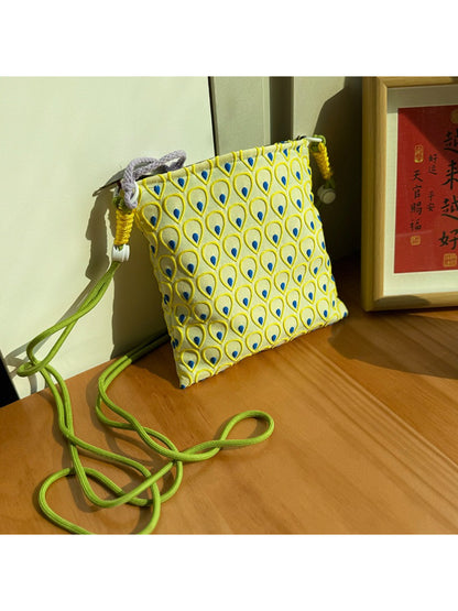 Cosbai - Retro Geometric Print Crossbody Pouch