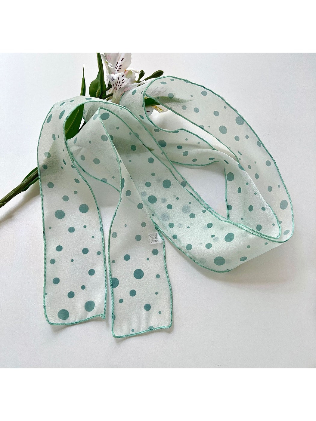 Scarvii - Cute Polka Dot Printed Long Narrow Scarf