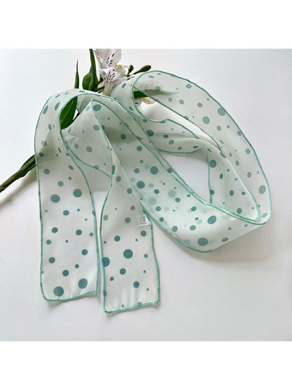 Scarvii - Cute Polka Dot Printed Long Narrow Scarf
